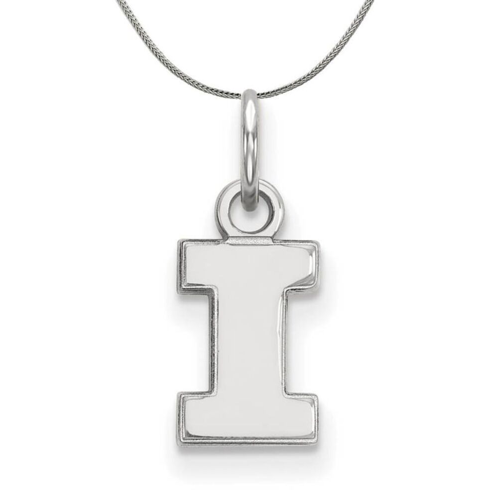 Sterling Silver U. of Illinois XS (Tiny) Initial I Necklace, 24 Inch
